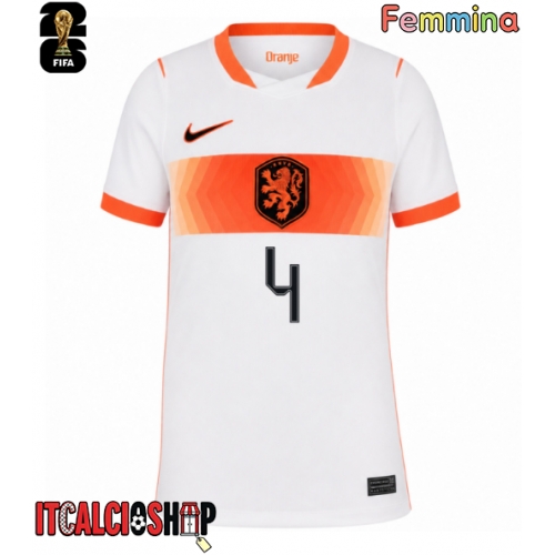 Paesi Bassi Virgil van Dijk #4 Seconda Maglia Femmina Mondiali 2026 Manica Corta